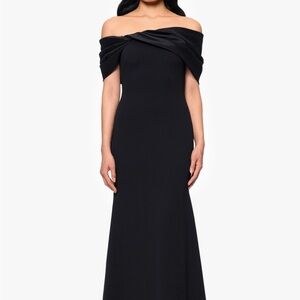 Betsy & Adam Black Off-Shoulder Maxi Dress